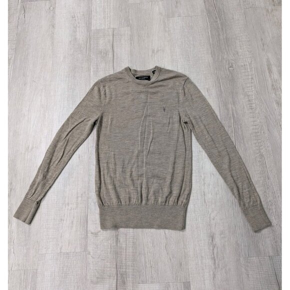 All Saints men's Mode 100% Merino Wool Crew neck Sweater Gray Size XS - Picture 3 of 11
